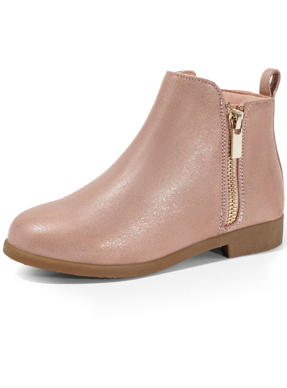Little/Big Girl Ankle Boots Kids Short Zipper Flat Booties Pink Size 11-5