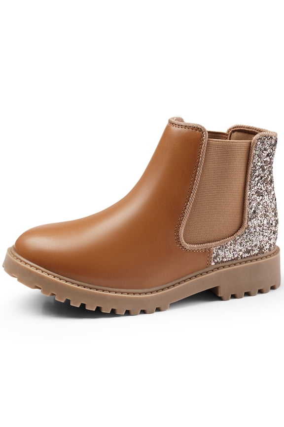 Little/Big Girls Glitter Ankle Boots Kids Chelsea Elastic Dress Booties for Toddler