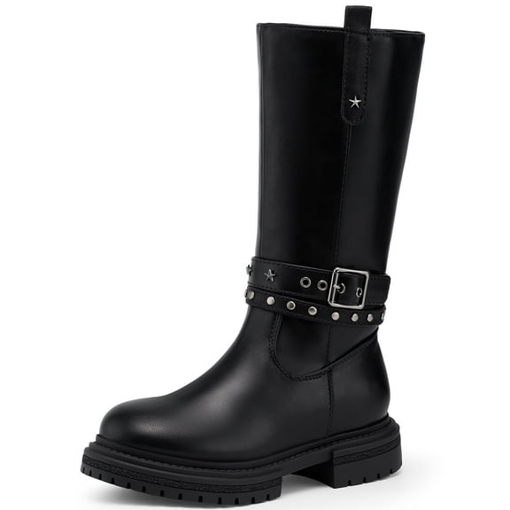 HARVEST LAND Girls Knee High Boots Fashion Glitter Black Boots for Toddler Little Kids Fall Winter