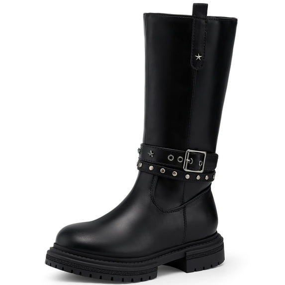 HARVEST LAND Girls Knee High Boots Fashion Glitter Black Boots for Toddler Little Kids Fall Winter