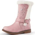 thumbnail image 1 of HARVEST LAND Toddler Girls Boots Mid-Calf Fall Winter Booties for Little Girls With Buckle Pink/Black/Khaki, 1 of 10