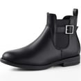 thumbnail image 1 of HARVEST LAND Women Chelsea Boots Black Buckle Ankle Boots Fashion Soft Flat Booties for Female Size 8, 1 of 9