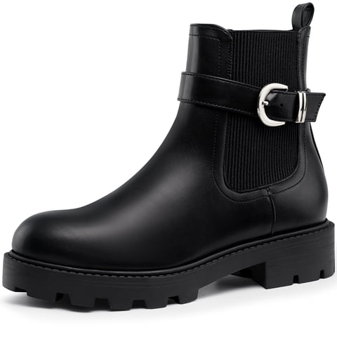 Women Chelsea Boots Fashion Low Heel Buckle Ankle Boots for Female Fall Winter