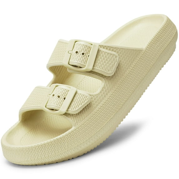 HARVEST LAND Women Slides Sandals Adjustable Double Buckles Cloud Sandals for Women Summer Beach