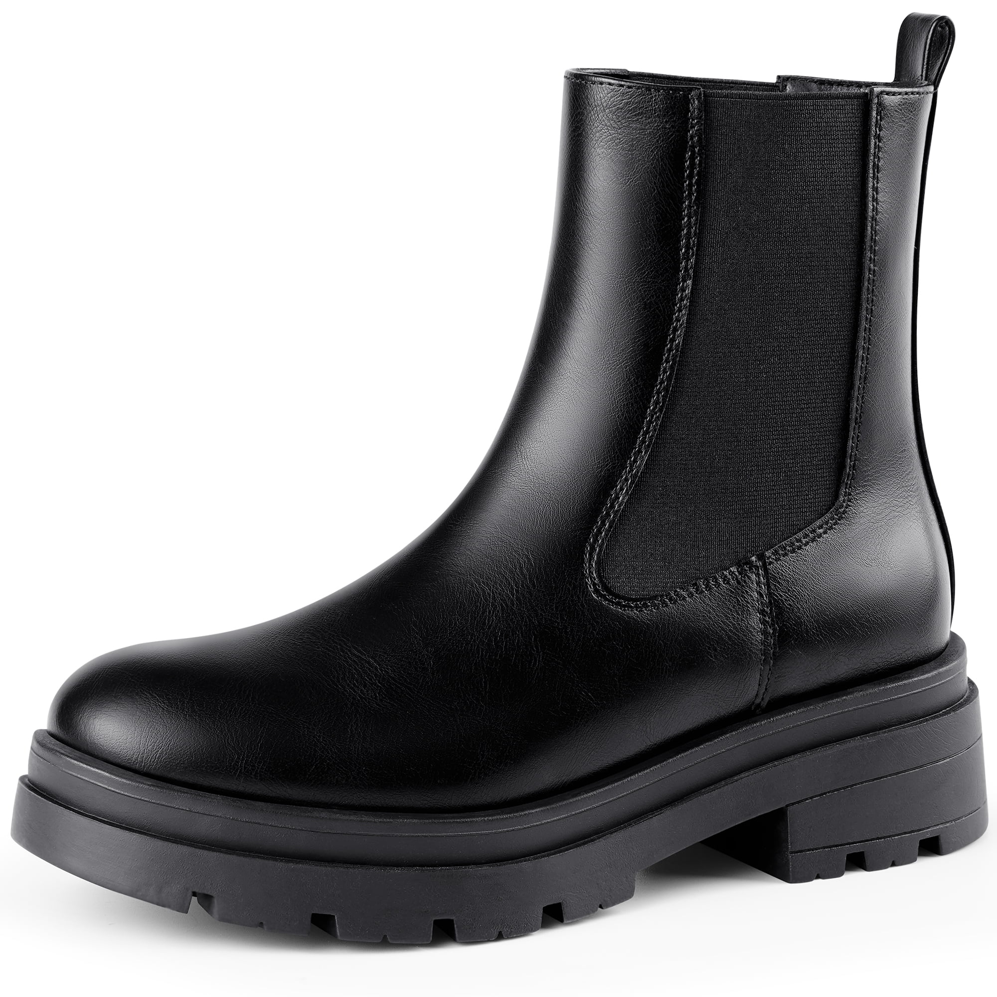 HARVEST LAND Womens Platform Chelsea Boots, Mid Calf Lug Sole Slip On
