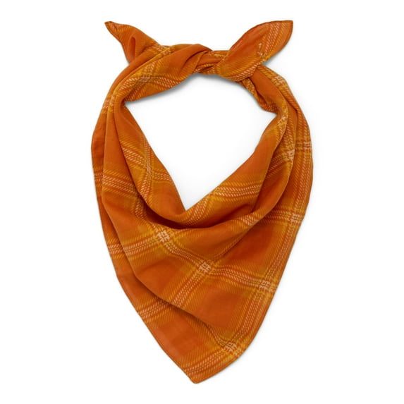 Harvest Plaid Women's Cotton Bandana from Way to Celebrate, One Size, Orange