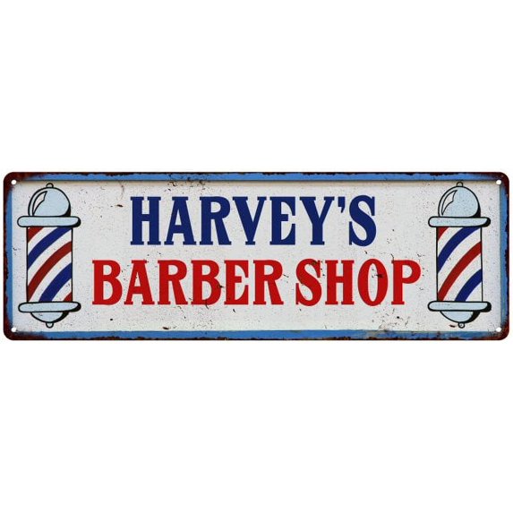 HARVEY'S Barber Shop Hair Salon Metal Sign Retro 6x18 106180031208