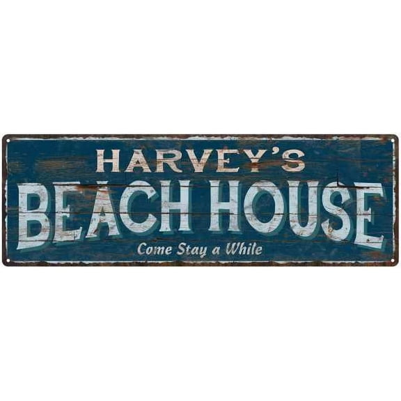 HARVEY'S Beach House Blue Rustic Cabin Home Decor 6x18 Metal 106180026247