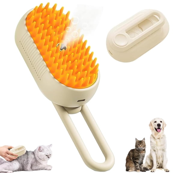 HASACHYL 3-in-1 Cat Steam Brush & Defur Comb – Grooming Tool with Massage Function for Long/Short Hair Cats & Dogs, Reduces Shedding & Detangles Fur, Cloud Care Technology for Healthy Coat