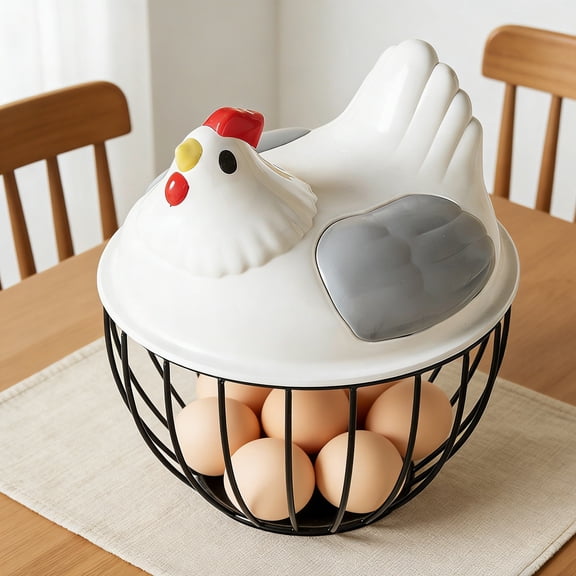 HASACHYL Domestic Kitchen Egg Basket & Multipurpose Wrought Iron Storage Basket - Ideal for Vegetables, Fruits, and Household Items - Durable & Space-Saving Organizer