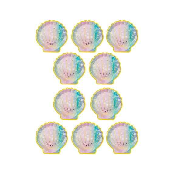 HASACHYL Exquisite Holiday Party Colorful Shells Paper Dinner Plates Sea Series Shells Party Paper Plates Birthday Party Disposable Paper Plates 10pcs Set