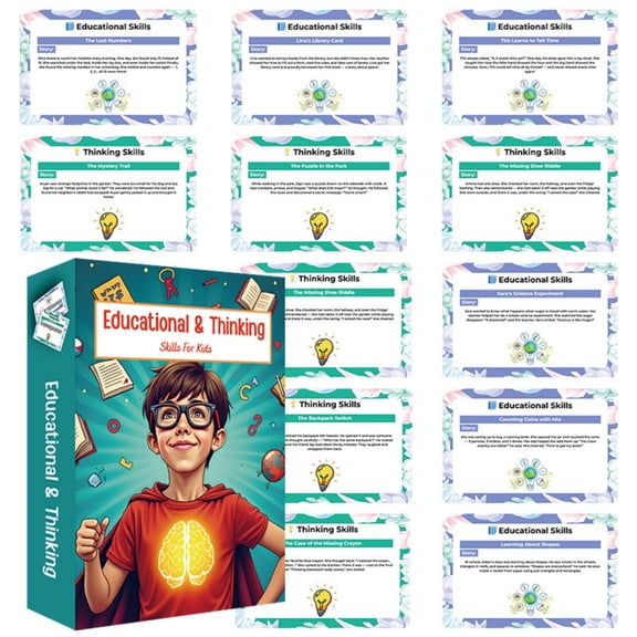 HASACHYL Gift for Kids, 55 - Card Set Of Educational Thinking Skills For Kids - Enhance Learning And Abilities