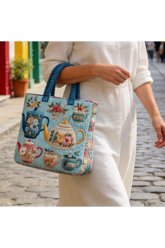 Quilted Tote Bag for Women - Large Capacity Embroidery Laptop Bag, Crossbody Shoulder Bag for Work, Travel, Weekend, Everyday Carry All Purse, Beach Bag