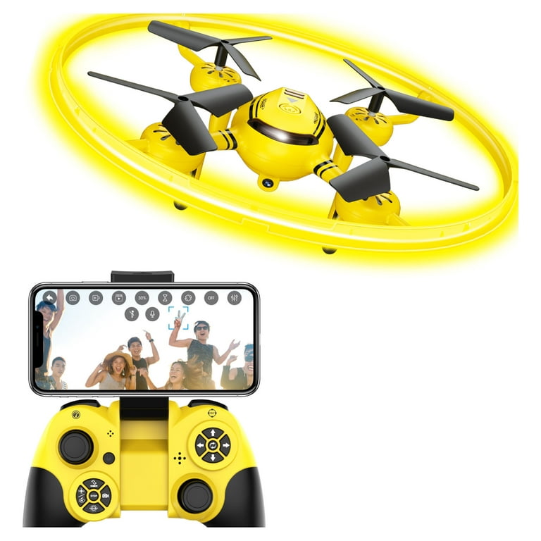 HASAKEE Q8 WIFI FPV Drone with 720P Camera for Kids Adults,RC Quadcopter  with Yellow LED Light,Altitude Hold,Gravity Sensor and Remote Control,Kids  Gifts Toys for Boys and Girls 