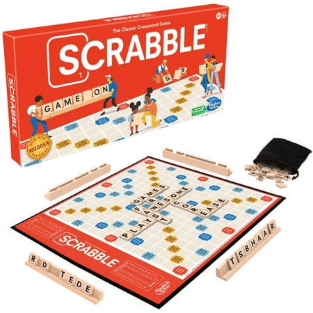 Hasbro Gaming Scrabble Board EC36 Game,Word Game for Kids Ages 8 and Up,Fun Family Game for 2-4 Players,The Classic Crossword Game