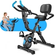 HASIMAN Foldable Exercise Bike, 8-Level Magnetic Stationary Bike for Home Gym with Arm Resistance Bands For Home Workout 360lbs Capacity for Full-Body Cardio Training