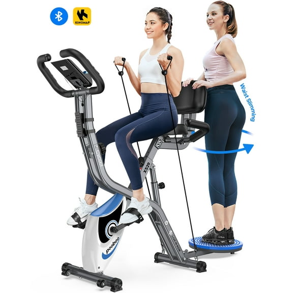 Pooboo Stationary Magnetic Exercise Bike Indoor Workout Bike Folding Cycling Bicycle with Ipad Mount & LCD Monitor for Home Cardio Workout 300 LBS