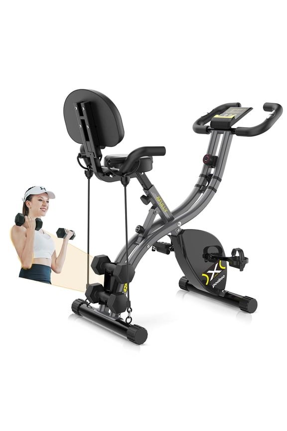 Pooboao Indoor Workout Exercise Bike Folding Cycling Bicycle for Home Cardio Workout 300 LBS