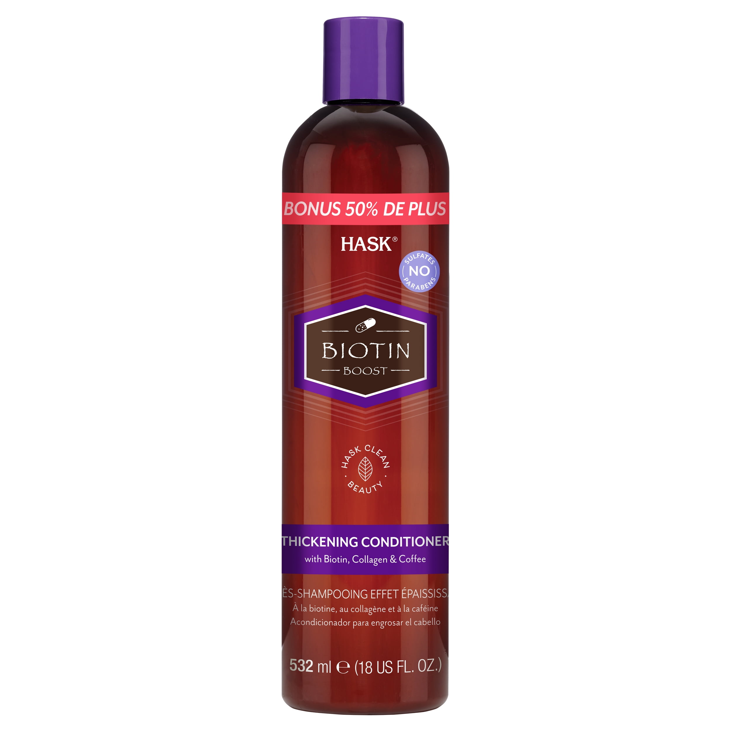 HASK Biotin Thickening Sulfate-Free Conditioner with Biotin, Collagen, & Coffee, 18 fl oz