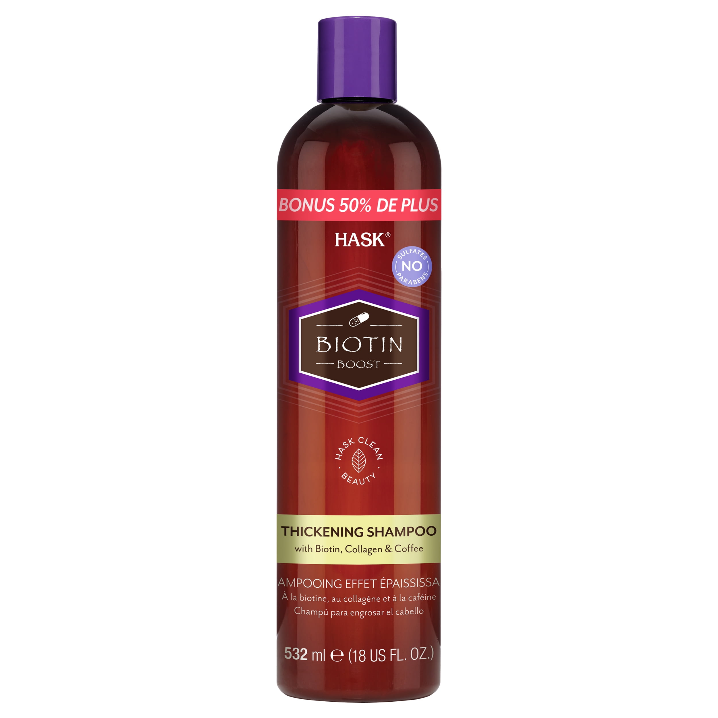 HASK Biotin Thickening Sulfate-Free Shampoo with Biotin, Collagen, & Coffee, 18 fl oz