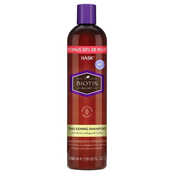 HASK Biotin Thickening Sulfate-Free Shampoo with Biotin, Collagen, & Coffee, 18 fl oz