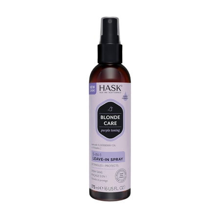 HASK Blonde Care Sulfate-Free Purple Toning 5-in-1 Leave-In Spray, 6 fl oz
