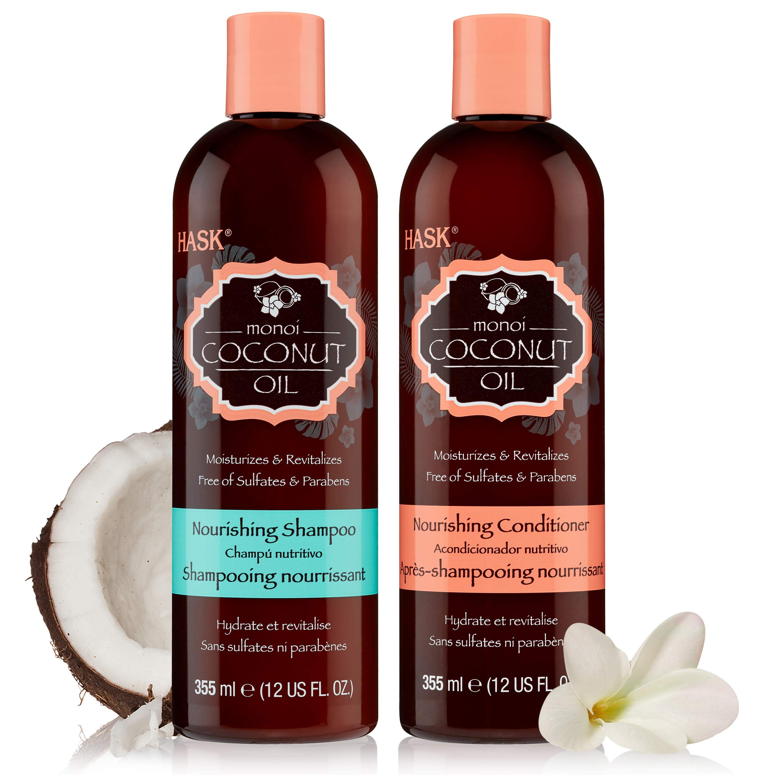 HASK ARGAN OIL Shampoo and Conditioner Set Repairing for All Hair Types, Color Safe, Gluten-Free, Sulfate-Free, Paraben-Free - 1 Shampoo and 1 Conditioner