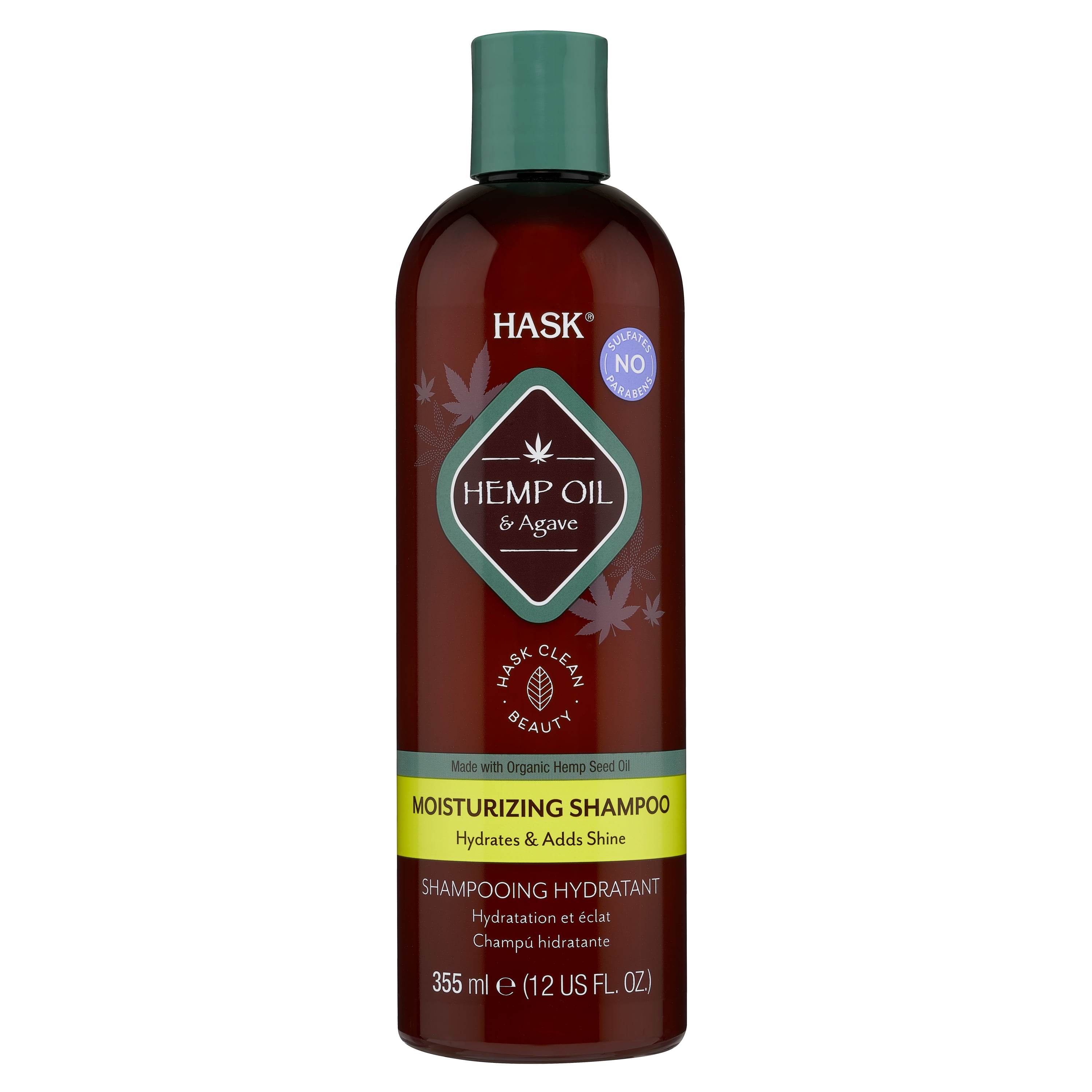 HASK Moisturizing Sulfate-Free Shampoo with Hemp Seed Oil & Agave, 12 fl oz