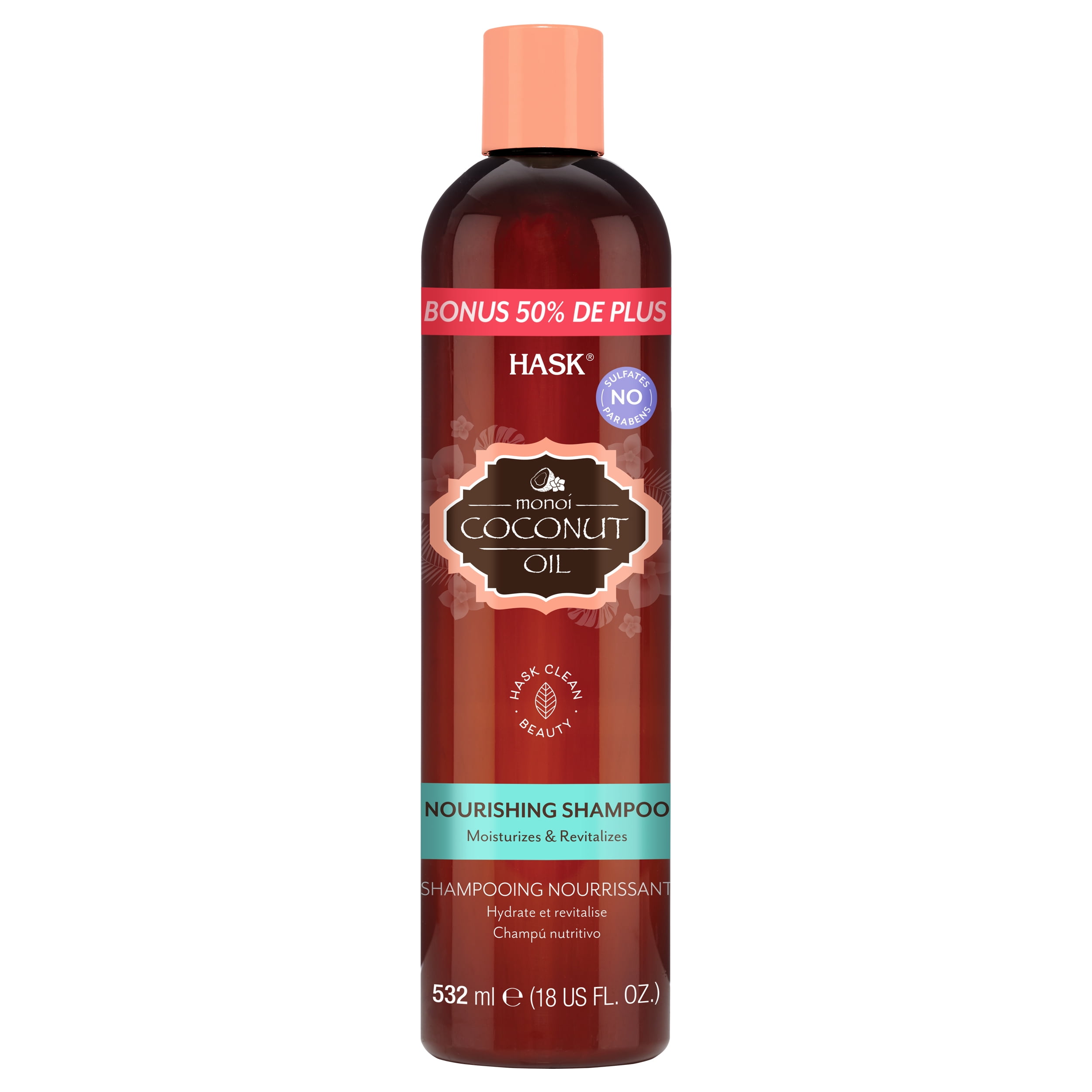 HASK Nourishing Monoi Coconut Oil Sulfate Free Shampoo, 18 fl oz