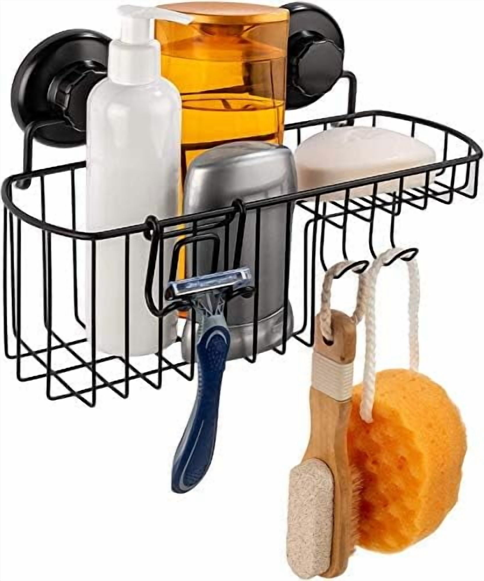 HASKO Shower Caddy Suction Cup, Shower Shelf with Soap Dish and Hooks ...