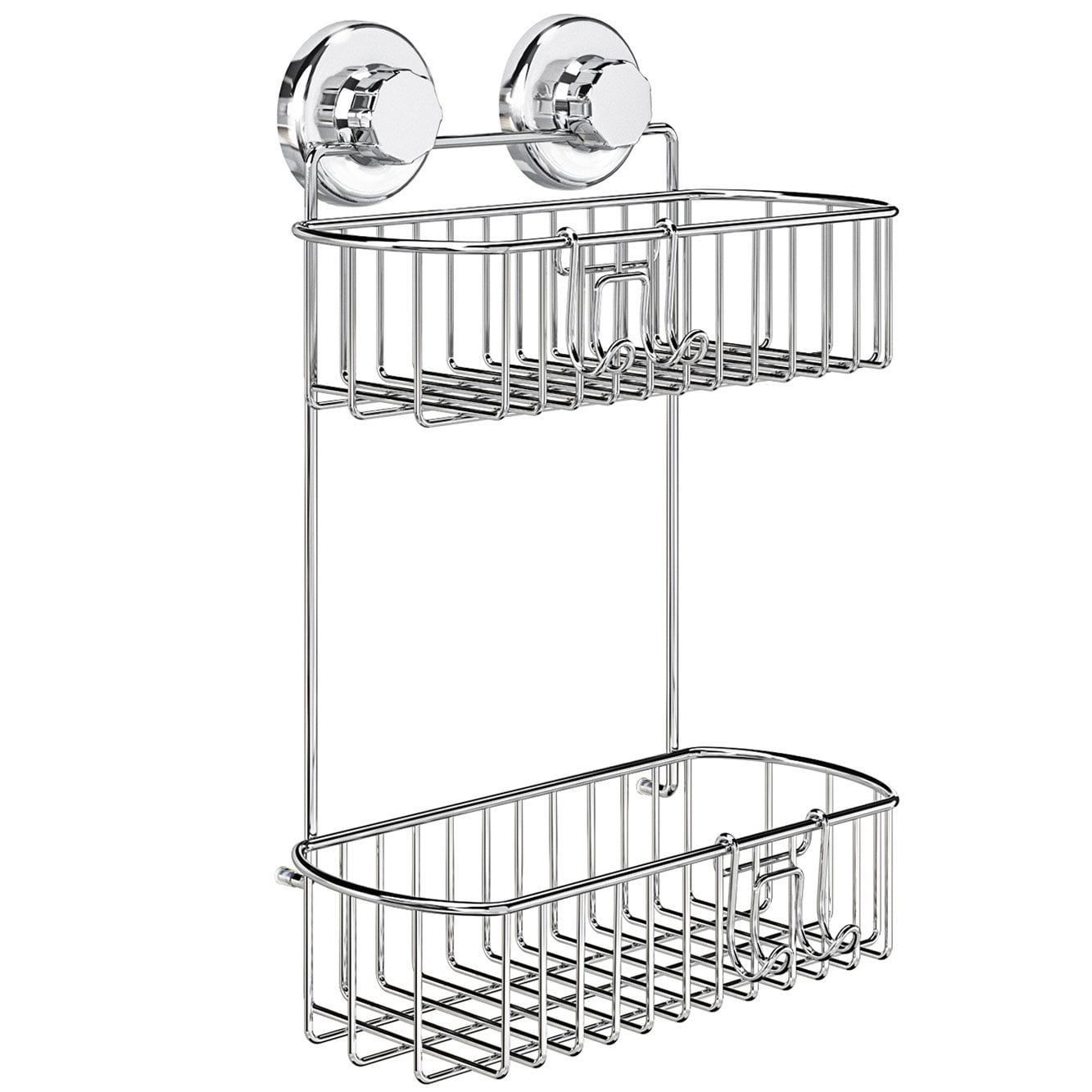 Suction Cup Corner Shower Caddy 2 Tier with Hooks HA-73132BR (BRONZE)