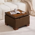 thumbnail image 1 of HASLE 24" Square Storage Ottoman Coffee Table, Linen Tufted Ottoman with Reversible Wooden Tray Lid, Ample Storage Footstool, Dark Brown, 1 of 8