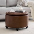 thumbnail image 1 of HASLE Round Ottoman with Storage, 24'' Modern Tufted Storage Ottoman with Removable Top for Living Room, Bedroom, Dark Brown, 1 of 1