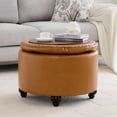 thumbnail image 1 of HASLE Round Ottoman with Storage, 24'' Modern Tufted Storage Ottoman with Removable Top for Living Room, Bedroom, Light Brown, 1 of 1
