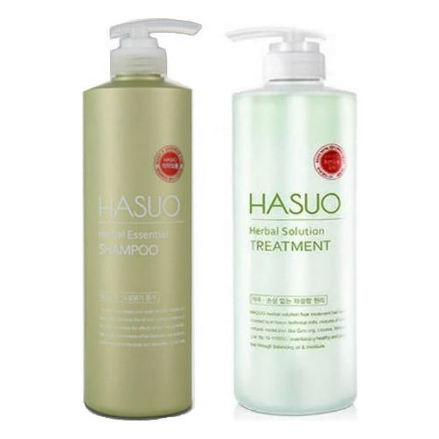 HASUO Herbal Essential Shampoo & Herbal Solution Treatment DUO SET 25.3OZ /ea [KBeauty] *BEAUTY