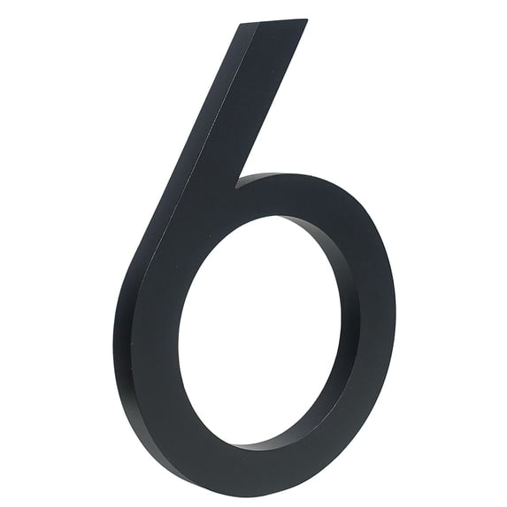 HASWARE 4 inch (10 cm) Floating House Number Apartment Door Numbers Mailbox Address Sign, Aluminum Alloy (#6, Black)