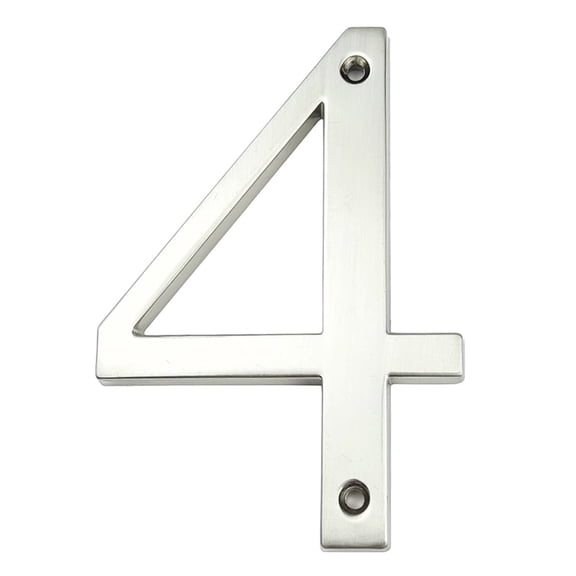 HASWARE 4 inch (10 cm) Metal House Number Apartment Door Numbers Mailbox Address Sign with 2 Screws, Zinc Alloy (#4, Silver)