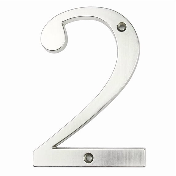 HASWARE 4 inch (10 cm) Metal House Number Apartment Door Numbers Mailbox Address Sign with 2 Screws, Zinc Alloy (#2, Silver)