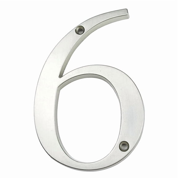 HASWARE 4 inch (10 cm) Metal House Number Apartment Door Numbers Mailbox Address Sign with 2 Screws, Zinc Alloy (#6, Silver)