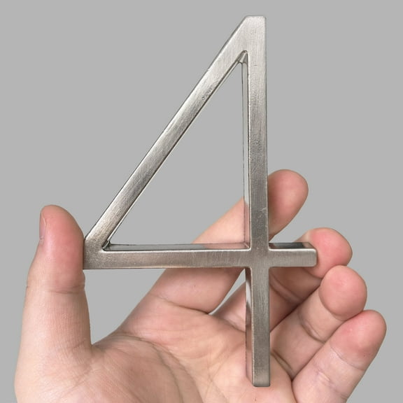 HASWARE 5 inch (12.5 cm) Floating House Number Apartment Door Numbers Mailbox Address Sign, Zinc Alloy (#4, Silver)