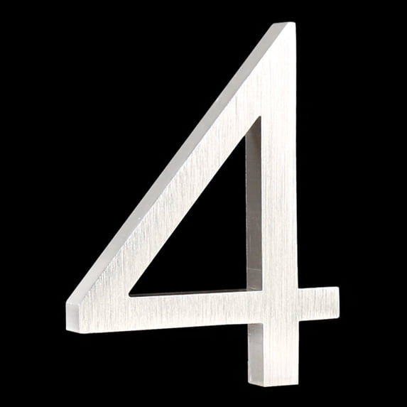 HASWARE 6 inch (15 cm) Floating House Number Apartment Door Numbers Mailbox Address Sign, Aluminum Alloy (#4, Silver)