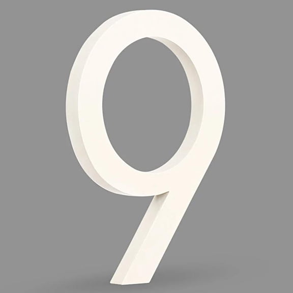 HASWARE 6 inch (15 cm) Floating House Number, Aluminum Alloy (#9, White)