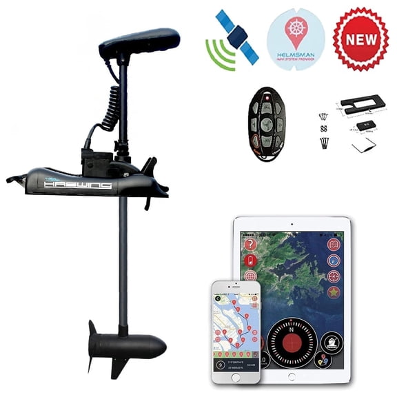 HASWING OUTDOOR Electric Trolling Motor 12V 54" 55lbs Cayman GPS Anchor Control Shaft Bow Mount Portable Fishing Boat Saltwater Freshwater with Wireless Remote Quick Release Bracket