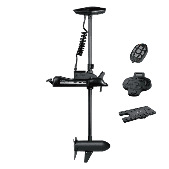 HASWING OUTDOOR Electric Trolling Motor 12V 55LB 54 Inch Shaft Cayman B Bow Mount Boat Fishing Saltwater Freshwater with Remote Control Quick Release Bracket Wired Foot Controller