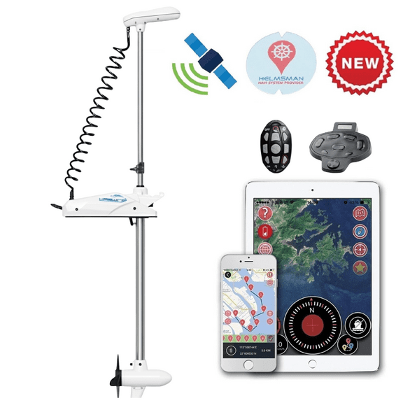 HASWING OUTDOOR Electric Trolling Motor 24V 60" 80lbs Cayman GPS Anchor Cruise Control Navigation Shaft Bow Mount Fishing Boat Saltwater Freshwater with Wireless Remote Controller and Foot Controller