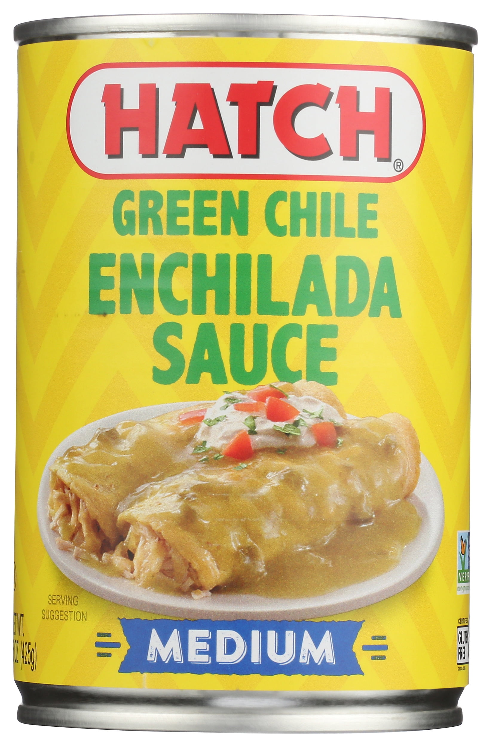 HATCH Green Chile Enchilada Pourable Sauce, Medium Heat, 15oz, Kosher, Gluten Free Certified, Non-GMO Certified