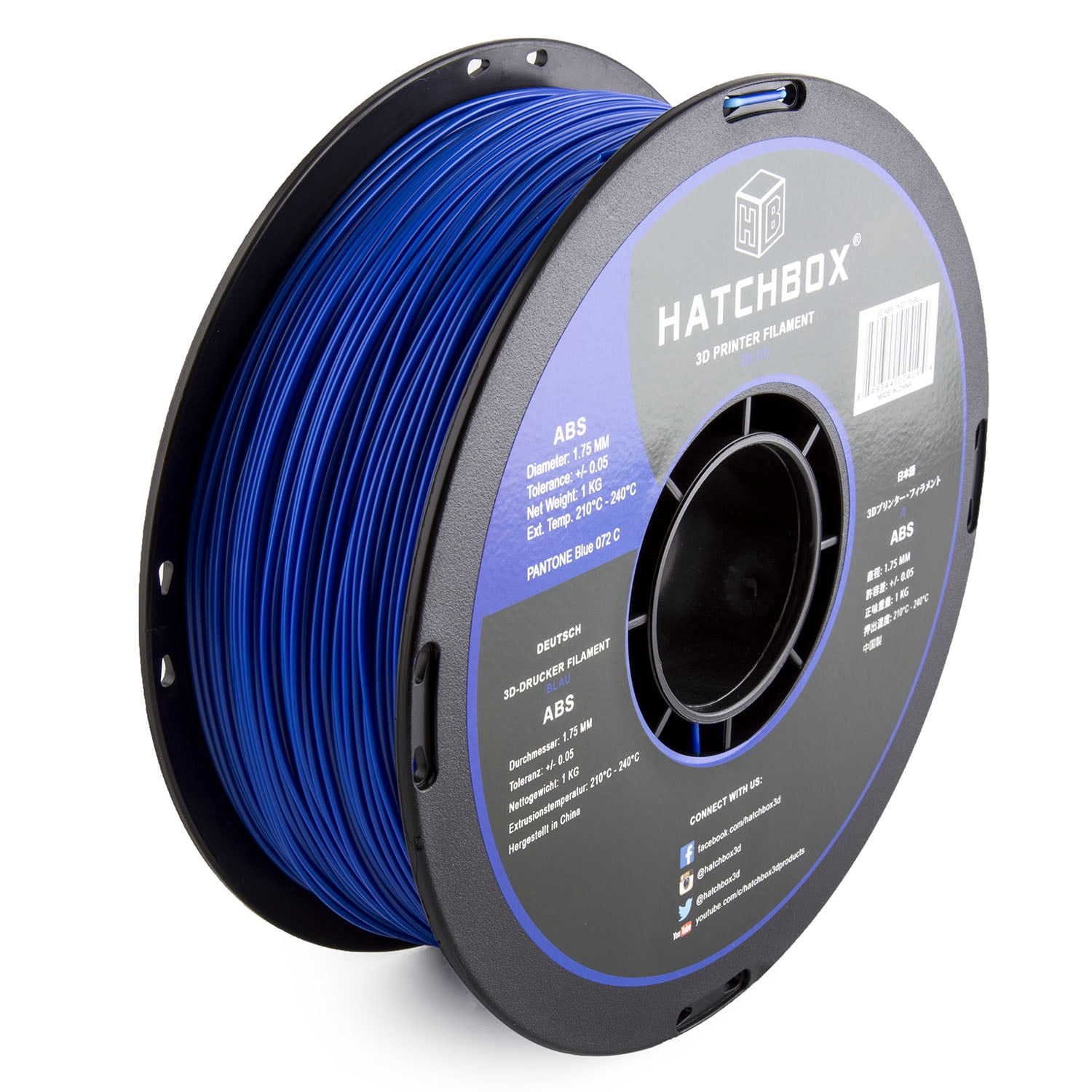 Hatchbox ABS 3D Printer Filament, Blue, 1.75mm, Dimensional Accuracy ...