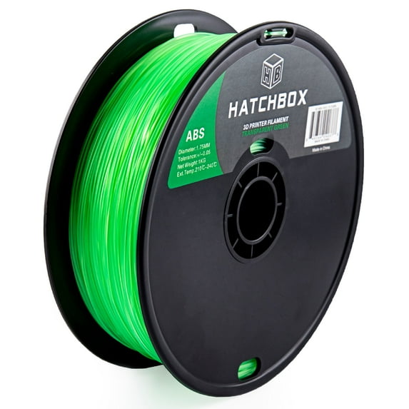 HATCHBOX 3D ABS-1KG1.75-TGRN ABS 3D Printer Filament, Dimensional Accuracy +/- 0.05 mm, 1 kg Spool, 1.75 mm, Transparent Green