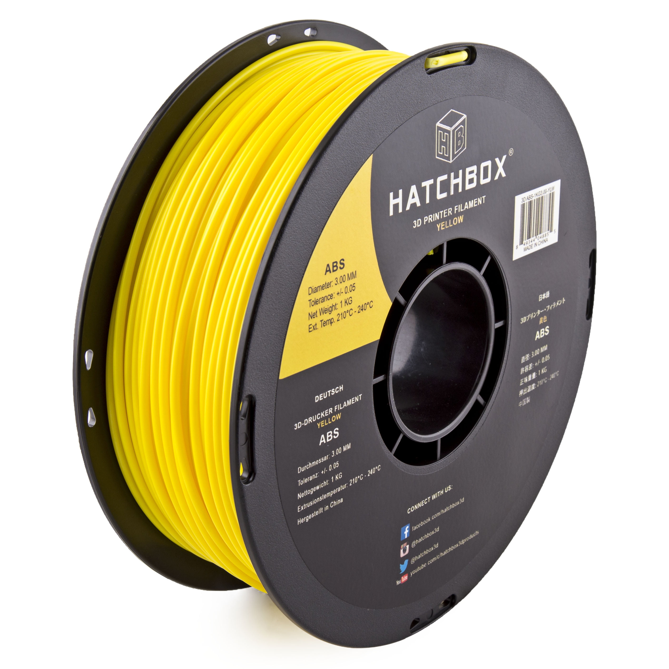 HATCHBOX 3D ABS-1KG3.00-YLW ABS 3D Printer Filament, Dimensional ...