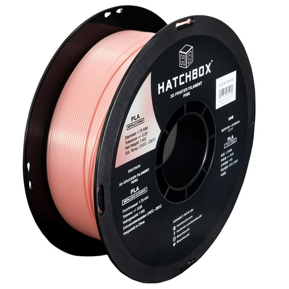 HATCHBOX Metallic Finish PLA 3D Printer Filament, Dimensional Accuracy +/- 0.03 mm, 1 kg Spool, 1.75 mm, Pink